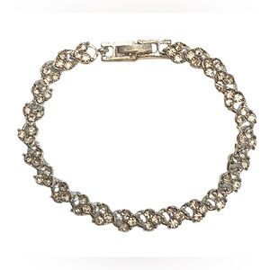 Heart Rhinestone Tennis Bracelet Silver
